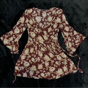 ACCEPTING ALL OFFERS AE maroon floral wraparound dress